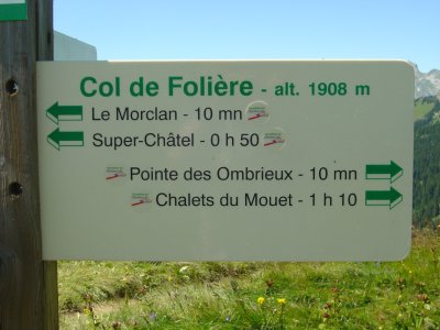 Panneau au Col de Folière