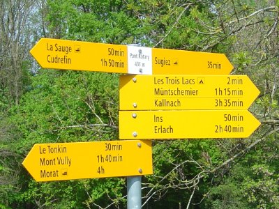 Panneaux indicateurs pour le tourisme pédestre, au Pont Rotary
