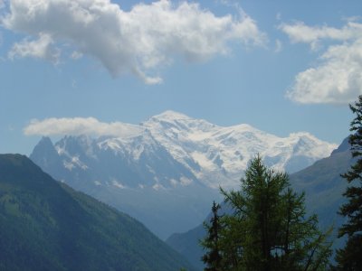 Vue sur le Mont Blanc depuis le train panoramique