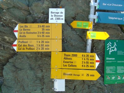 Panneau indicateur, en haut du barrage