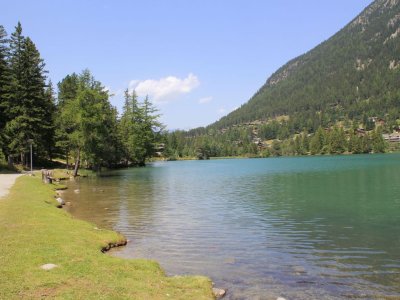 Le chemin longe le lac