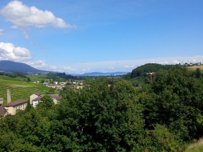 Vue depuis le Château de Boudry: au fond, le Lac de Neuchâtel