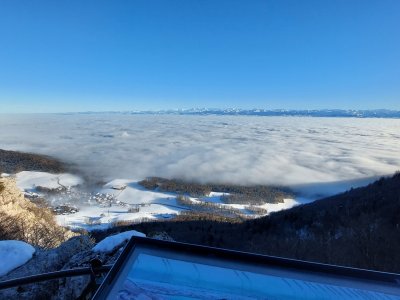 Vue depuis les Rochers de Tablettes en hiver