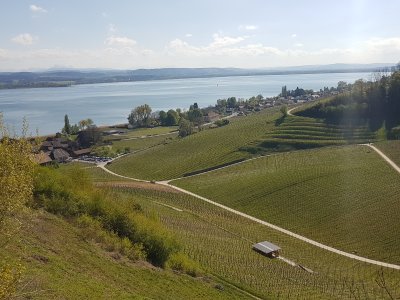 Pendant la descente, vue sur le village de Praz