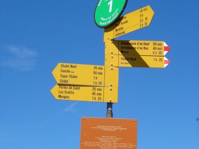 Panneau indicateur au sommet de la Pointe de Bellevue