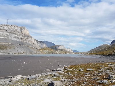 <p>Une partie du Daubensee était à sec en septembre 2018</p>