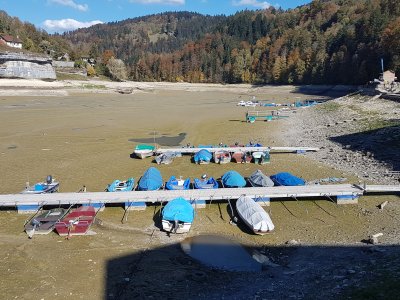 Le lac des Brenets à sec (13 octobre 2018)