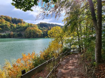 Chemin surplombant le lac