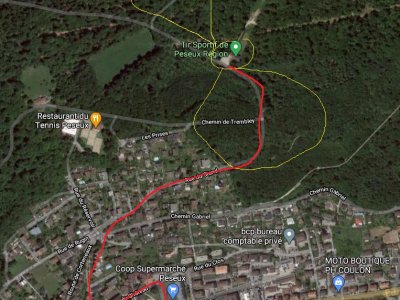 Carte d'accès et tracé approximatif des boucles