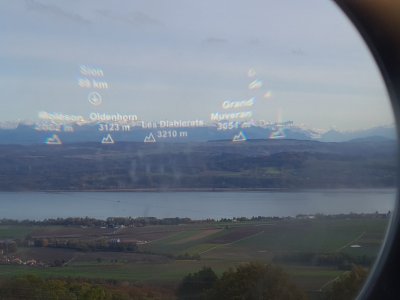 Lunette d'observation, avec les noms des montagnes