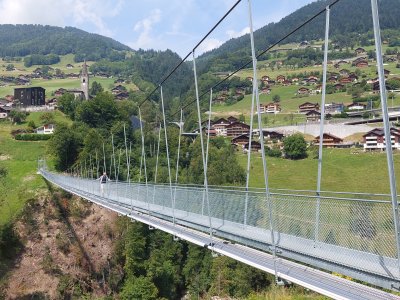 Le magnifique pont suspendu, entre Troistorrents et Chenarlier