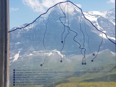 Les itinéraires de la face nord de l'Eiger