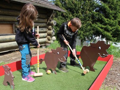 <span style="color: rgb(255, 255, 255); background-color: rgba(90, 90, 90, 0.75);">Joue au croquet « Vache-taureau-veau »</span>