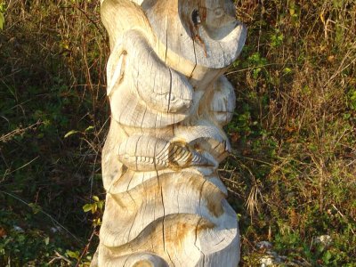 Sculpture d'un Arandaspis, un poisson primitif
