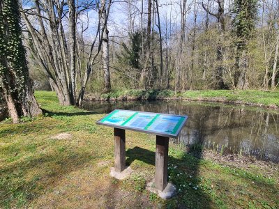 <p>Panneau didactique au bord de l'étang</p>